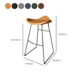 Contemporary Faux Leather Armless Bar Stools with Metal Base