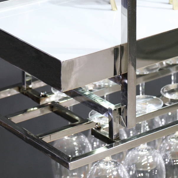 Porta del vino sospeso in metallo con supporto di vetro e mensola per la cucina