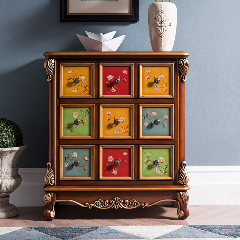 Traditionele houten opbergkist Home Verticale borst met 3 laden