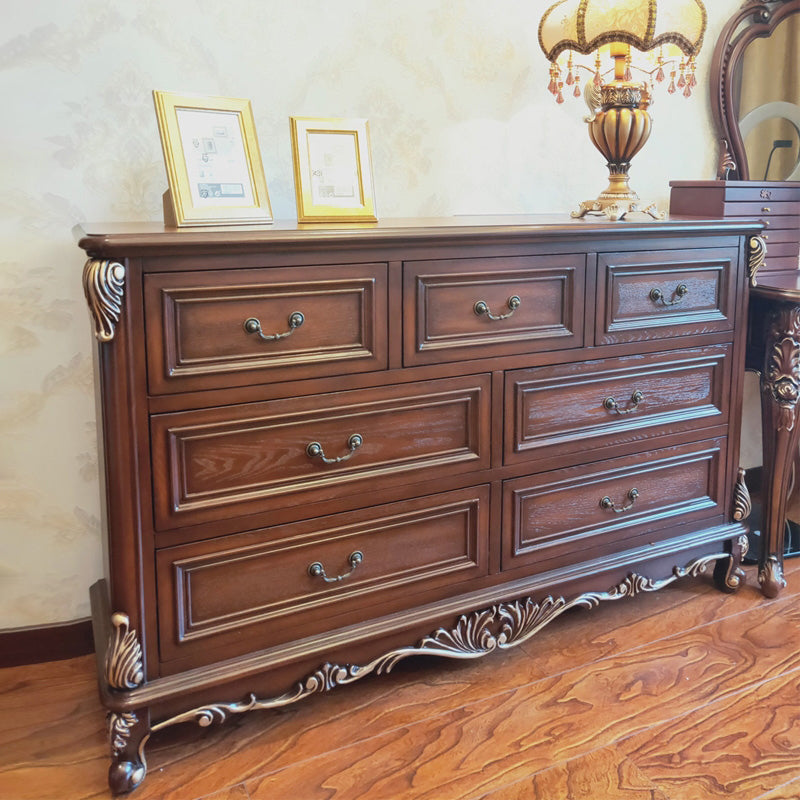 Casse di stoccaggio in legno in stile tradizionale con cassetti per la camera da letto