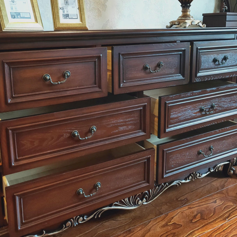 Casse di stoccaggio in legno in stile tradizionale con cassetti per la camera da letto