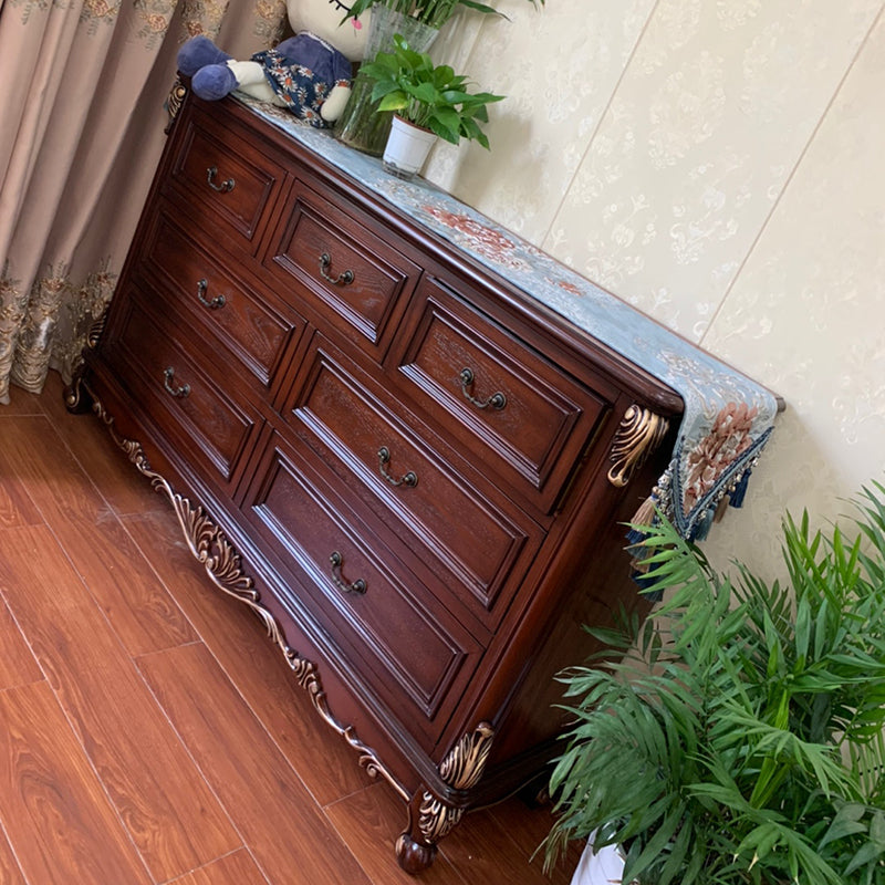 Casse di stoccaggio in legno in stile tradizionale con cassetti per la camera da letto