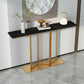 Glam Rectangle Shape Console Sofa Table with Stone Top for Hall
