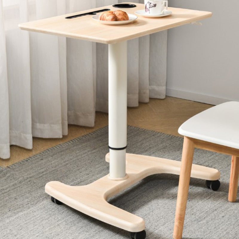 Rectangular Shaped Office Standing Desk Wood Folding in White/Brown Clearhalo 'furn' 'furn_office_desk' 'Furniture' 'Office Desks' 'Office Furniture' 'office_desk' 7816407