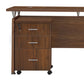 Rectangular Shaped Office Desk Wood with 0/3 Drawers in Natural/Brown