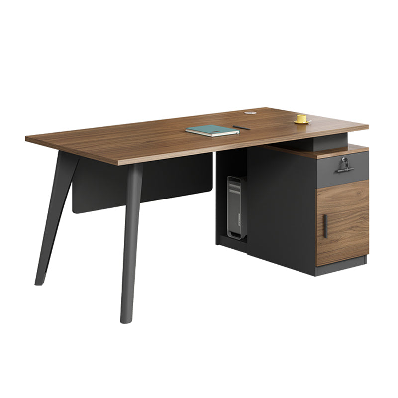 Rectangular Shaped Office Desk Wood with 1 Drawer in Brown/Black Walnut Clearhalo 'furn' 'furn_office_desk' 'Furniture' 'Office Desks' 'Office Furniture' 'office_desk' 7816469