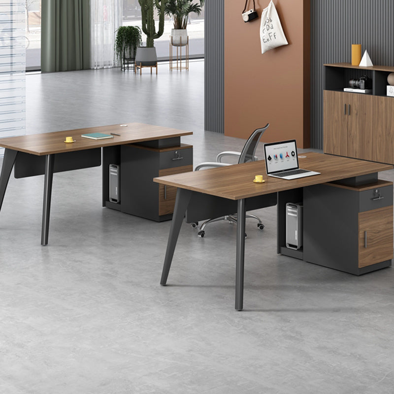 Rectangular Shaped Office Desk Wood with 1 Drawer in Brown/Black Clearhalo 'furn' 'furn_office_desk' 'Furniture' 'Office Desks' 'Office Furniture' 'office_desk' 7816470