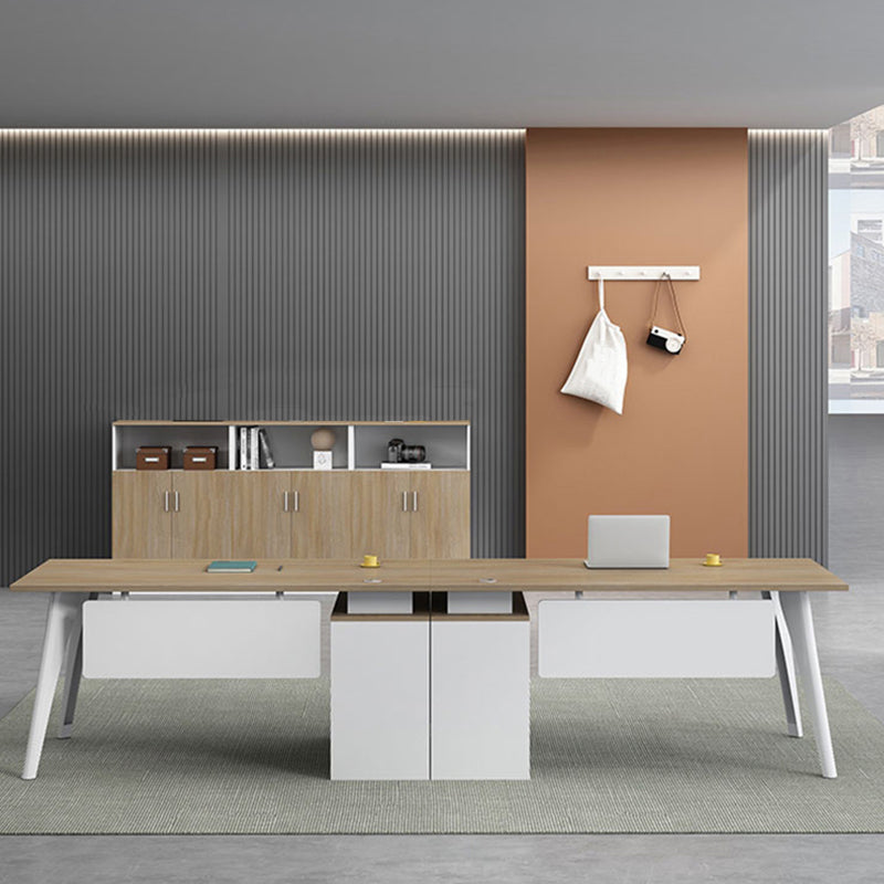 Rectangular Shaped Office Desk Wood with 1 Drawer in Brown/Black Clearhalo 'furn' 'furn_office_desk' 'Furniture' 'Office Desks' 'Office Furniture' 'office_desk' 7816478