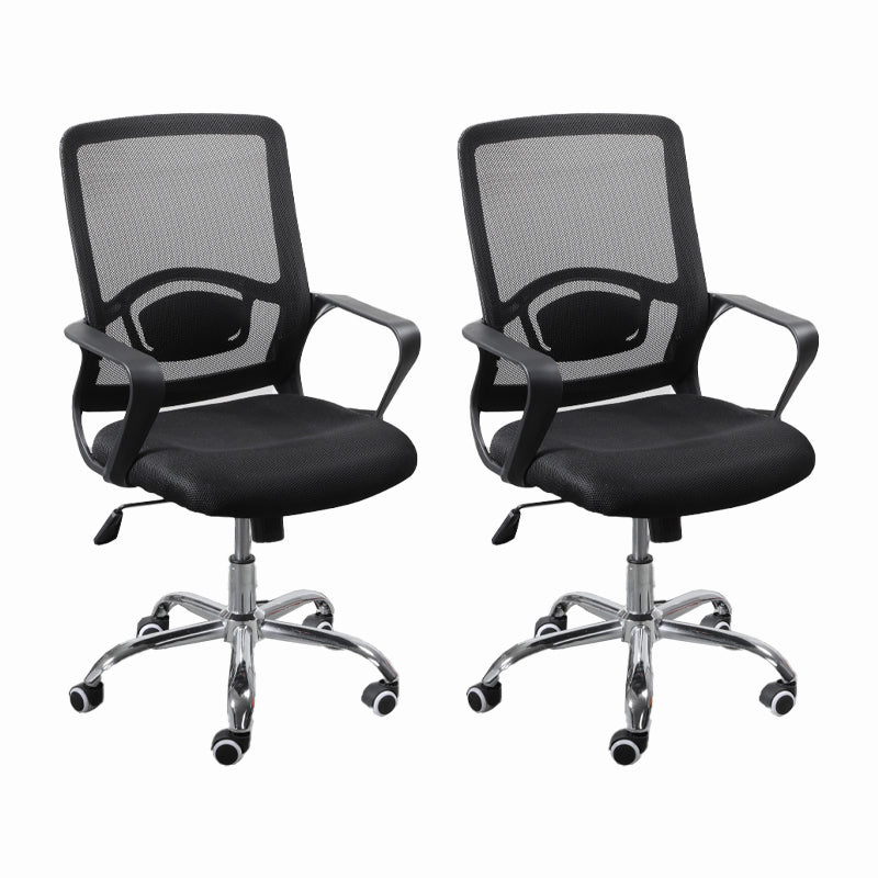 Moderne Slide Black Bureau Stoel Verstelbare stoel Hoogte Vaste armen met wielen