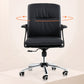 Black Modern Leather Office Chair Adjustable Seat Height Fixed Arms with Wheels Clearhalo 'furn' 'furn_office_chair' 'Furniture' 'Office Chairs' 'Office Furniture' 'office_chair' 7816518