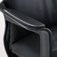 Black Modern Leather Office Chair Adjustable Seat Height Fixed Arms with Wheels Clearhalo 'furn' 'furn_office_chair' 'Furniture' 'Office Chairs' 'Office Furniture' 'office_chair' 7816524
