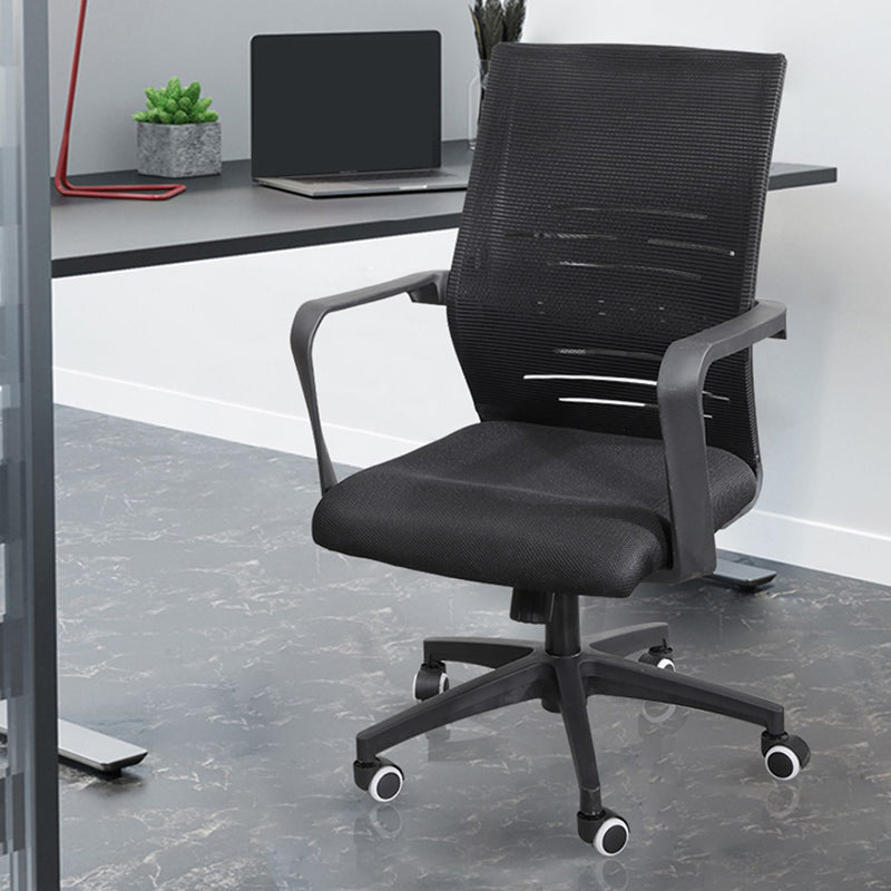 Modern Office Chair Adjustable Seat Height Fixed Arms with Wheels