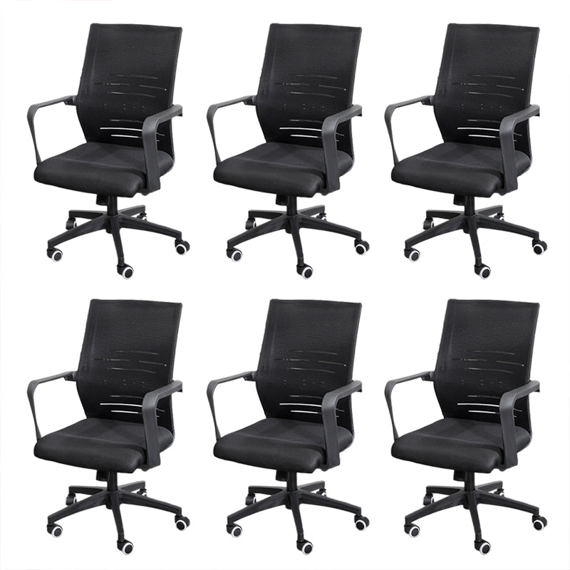 Modern Office Chair Adjustable Seat Height Fixed Arms with Wheels