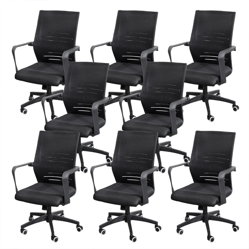 Modern Office Chair Adjustable Seat Height Fixed Arms with Wheels