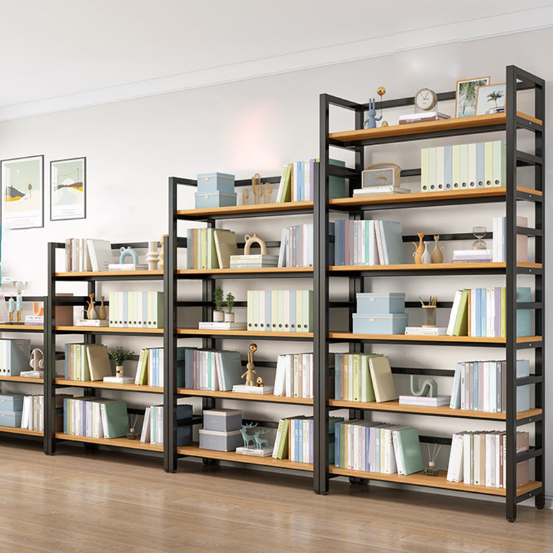 Modern Black Open Back Shelf Bookkast planken opgenomen voor thuiskantoor