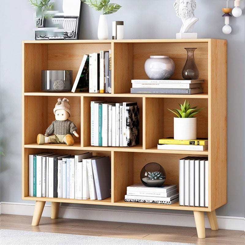 Standard Engineered Wood Bookcase Contemporary Closed Back Bookshelf 31.5"L x 9.4"W x 42.1"H Natural Clearhalo 'Bookcases' 'furn' 'furn_bookcases' 'Furniture' 'Office Furniture' 7817062