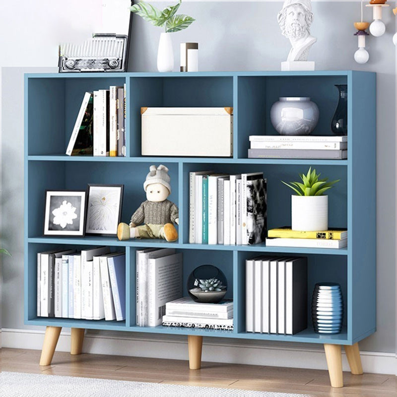 Standard Engineered Wood Bookcase Contemporary Closed Back Bookshelf 39.4"L x 9.4"W x 42.1"H Blue Clearhalo 'Bookcases' 'furn' 'furn_bookcases' 'Furniture' 'Office Furniture' 7817064