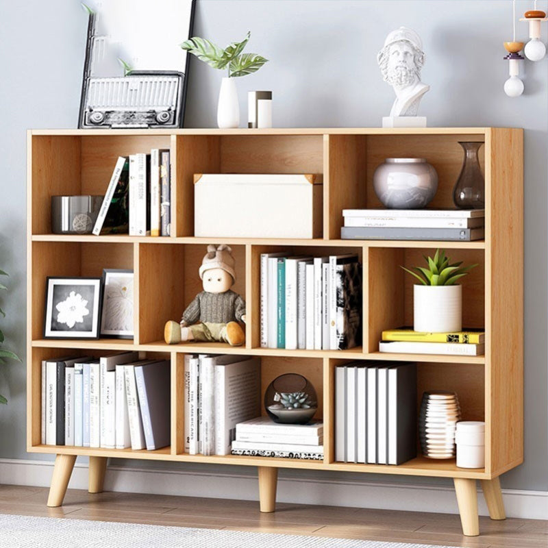 Standard Engineered Wood Bookcase Contemporary Closed Back Bookshelf 47.2"L x 9.4"W x 42.1"H Natural Clearhalo 'Bookcases' 'furn' 'furn_bookcases' 'Furniture' 'Office Furniture' 7817070