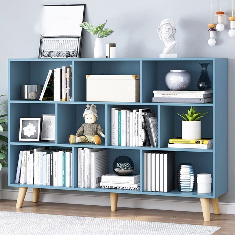Standard Engineered Wood Bookcase Contemporary Closed Back Bookshelf 55.1"L x 9.4"W x 42.1"H Blue Clearhalo 'Bookcases' 'furn' 'furn_bookcases' 'Furniture' 'Office Furniture' 7817072