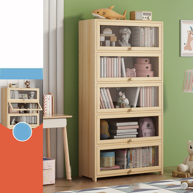 Contemporary Bookshelf Standard Wooden Closed Back Bookcase with Shelves 28"L x 11"W x 65"H Drawer Not Included Clearhalo 'Bookcases' 'furn' 'furn_bookcases' 'Furniture' 'Office Furniture' 7817111