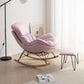 Modern Rocking Chair Faux Leather Solid Color Glider Chair with Ottoman Pink Rocking Chair with Ottomans Clearhalo 'Chairs & Seating' 'furn' 'furn_rocking_chairs' 'Furniture' 'Living Room Furniture' 'Rocking Chairs' 'rocking_chairs' 7817352