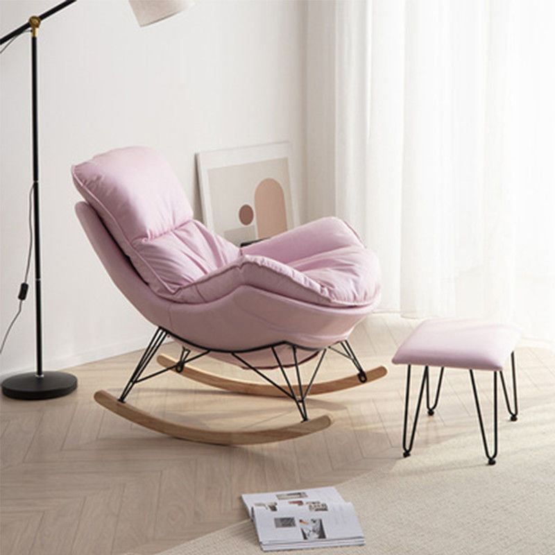 Modern Rocking Chair Faux Leather Solid Color Glider Chair with Ottoman Pink Rocking Chair with Ottomans Clearhalo 'Chairs & Seating' 'furn' 'furn_rocking_chairs' 'Furniture' 'Living Room Furniture' 'Rocking Chairs' 'rocking_chairs' 7817352