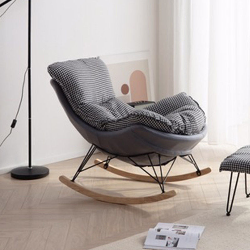 Modern Rocking Chair Faux Leather Solid Color Glider Chair with Ottoman Grey Rocking Chair Clearhalo 'Chairs & Seating' 'furn' 'furn_rocking_chairs' 'Furniture' 'Living Room Furniture' 'Rocking Chairs' 'rocking_chairs' 7817359