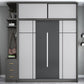 Gray Contemporary Wardrobe Armoire with Drawer Wooden Wardrobe Cabinet Armoire & Side Cabinet & Top Cabinet 78.7"L x 23.6"W x 98.4"H Clearhalo 'Armoires & Wardrobes' 'armoires_wardrobes' 'Bedroom Furniture' 'furn' 'furn_armoires_wardrobes' 'Furniture' 7817420