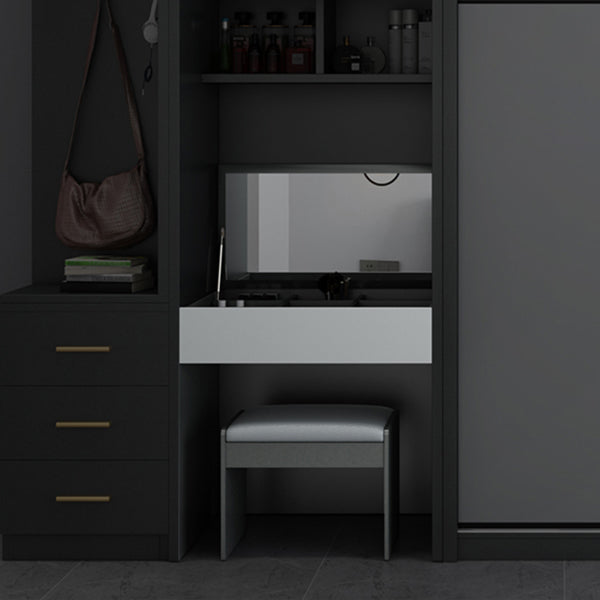 Gray Contemporary Wardrobe Armoire with Drawer Wooden Wardrobe Cabinet Clearhalo 'Armoires & Wardrobes' 'armoires_wardrobes' 'Bedroom Furniture' 'furn' 'furn_armoires_wardrobes' 'Furniture' 7817424