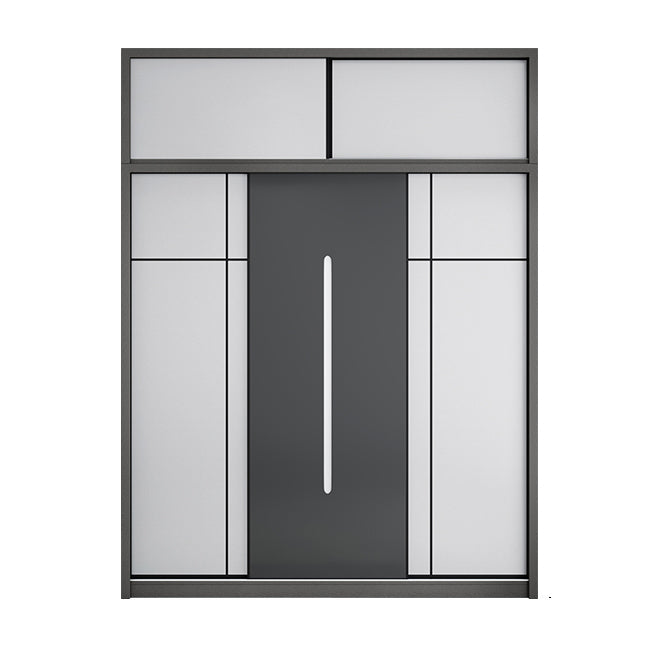 Gray Contemporary Wardrobe Armoire with Drawer Wooden Wardrobe Cabinet Armoire with Top Cabinet Clearhalo 'Armoires & Wardrobes' 'armoires_wardrobes' 'Bedroom Furniture' 'furn' 'furn_armoires_wardrobes' 'Furniture' 7817425