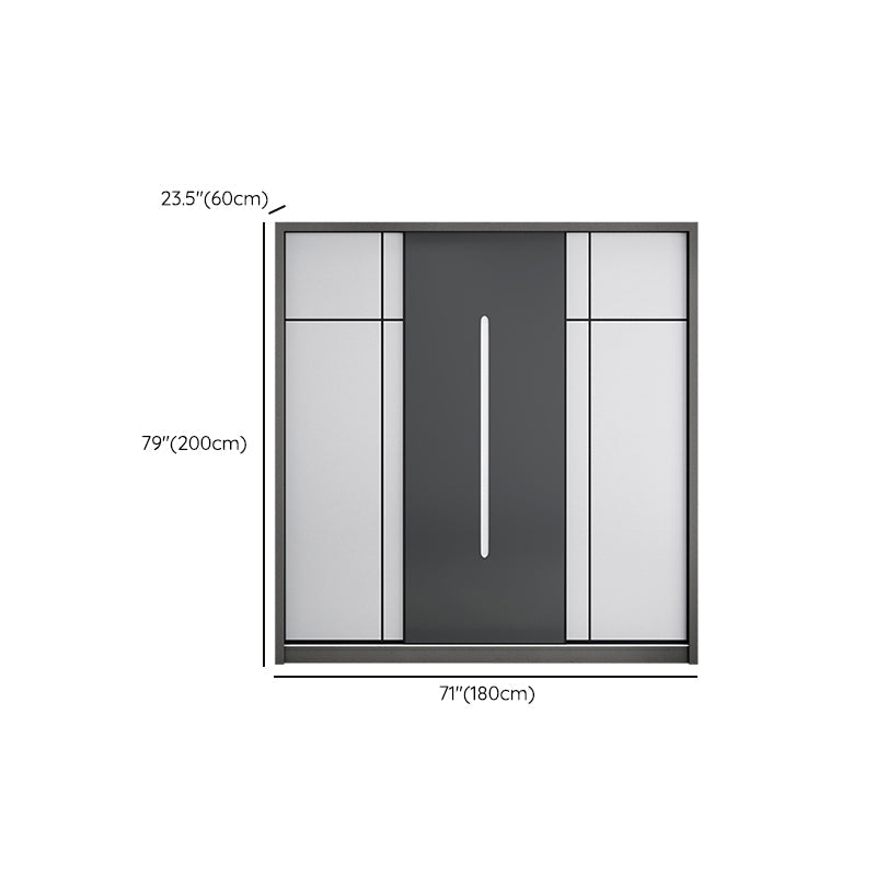 Gray Contemporary Wardrobe Armoire with Drawer Wooden Wardrobe Cabinet Clearhalo 'Armoires & Wardrobes' 'armoires_wardrobes' 'Bedroom Furniture' 'furn' 'furn_armoires_wardrobes' 'Furniture' 7817432