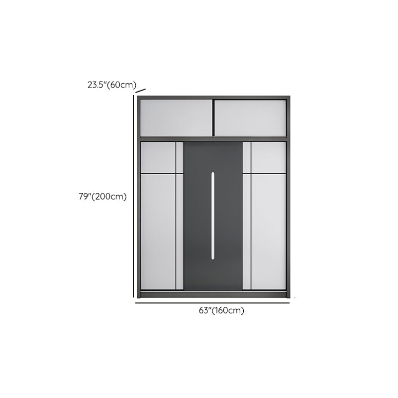 Gray Contemporary Wardrobe Armoire with Drawer Wooden Wardrobe Cabinet Clearhalo 'Armoires & Wardrobes' 'armoires_wardrobes' 'Bedroom Furniture' 'furn' 'furn_armoires_wardrobes' 'Furniture' 7817434