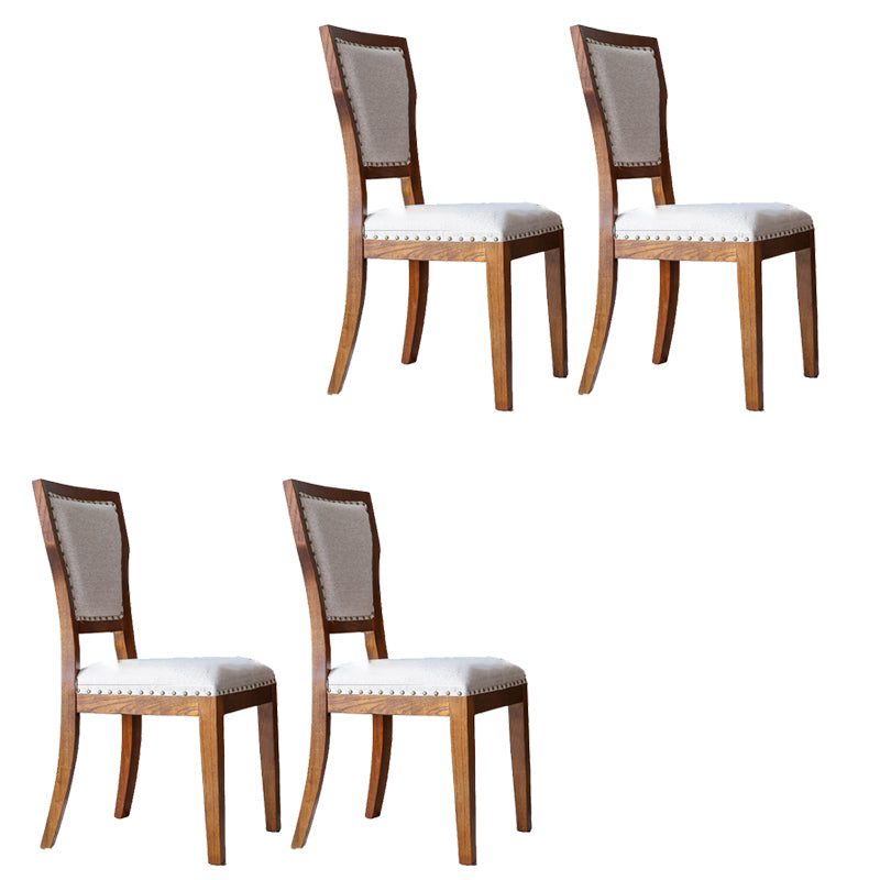 Moderne zijstoel gestoffeerde eetkamerstoelen met een houten basis voor eetkamer