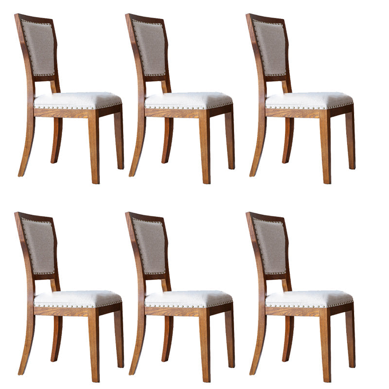 Moderne zijstoel gestoffeerde eetkamerstoelen met een houten basis voor eetkamer