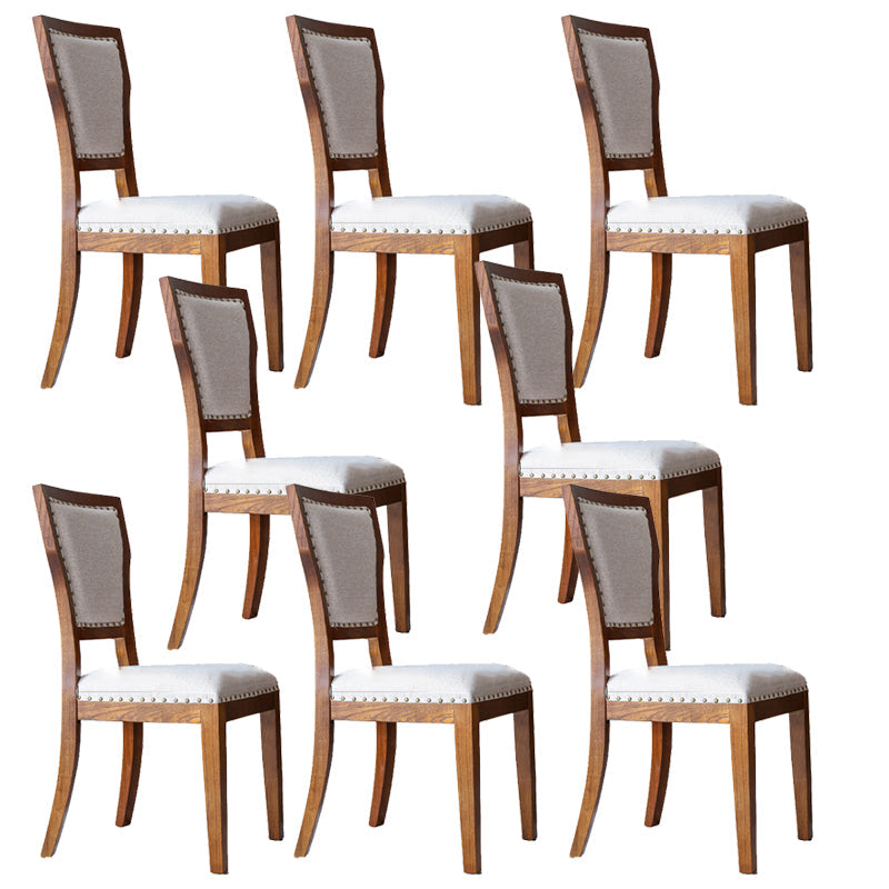 Moderne zijstoel gestoffeerde eetkamerstoelen met een houten basis voor eetkamer