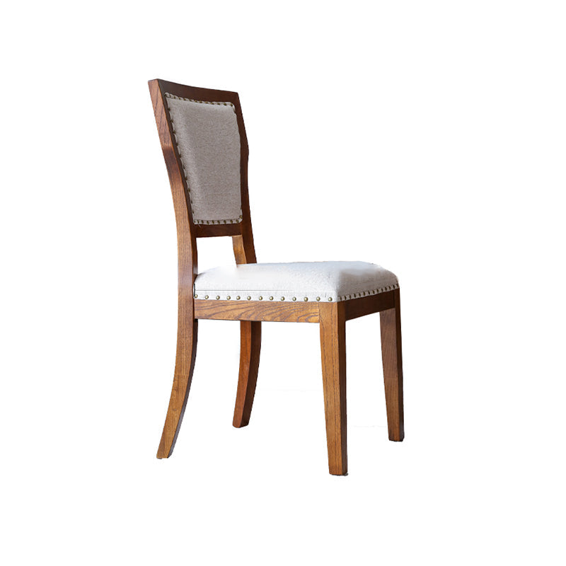 Moderne zijstoel gestoffeerde eetkamerstoelen met een houten basis voor eetkamer