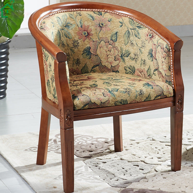 Sillas de brazo de tela silla de comedor de cocina tradicional con patas de madera