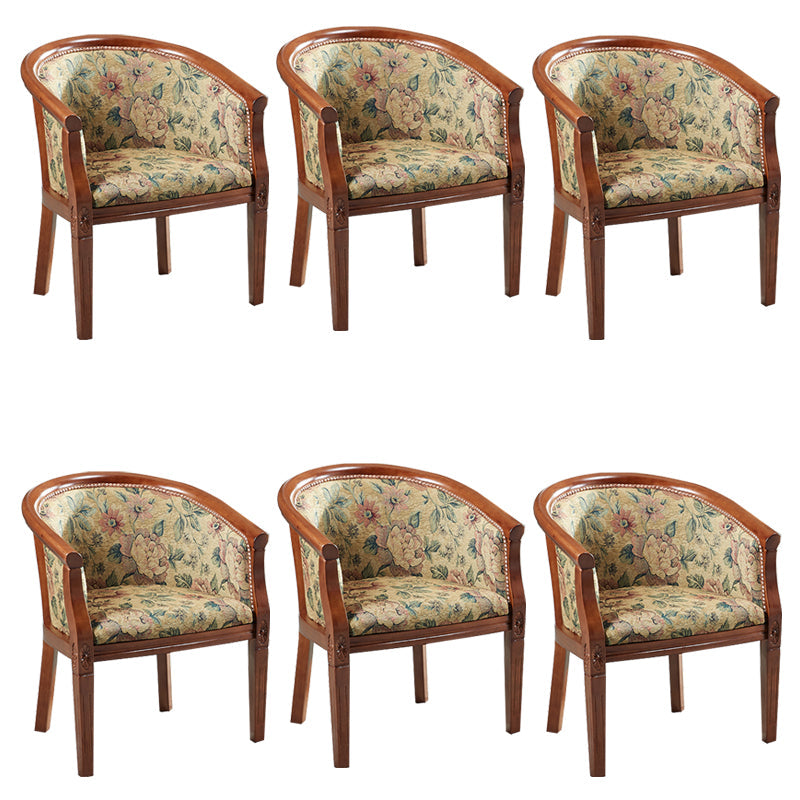 Sillas de brazo de tela silla de comedor de cocina tradicional con patas de madera