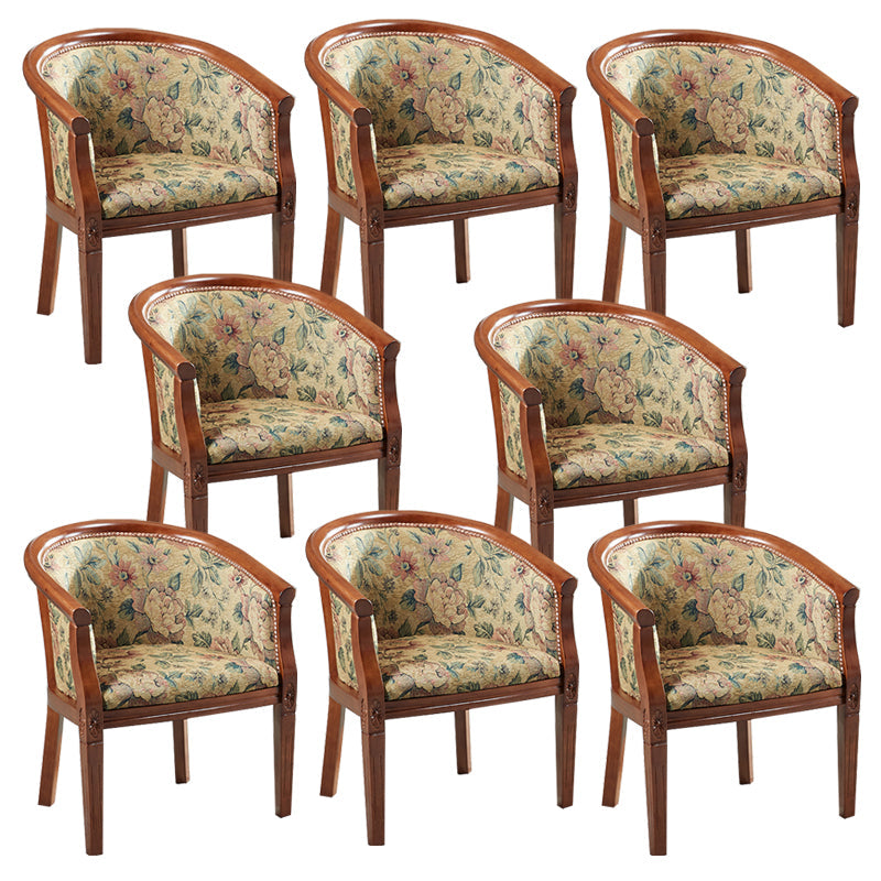 Sillas de brazo de tela silla de comedor de cocina tradicional con patas de madera