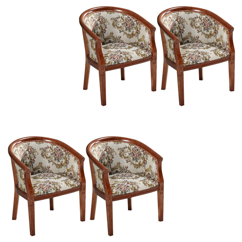 Sillas de brazo de tela silla de comedor de cocina tradicional con patas de madera