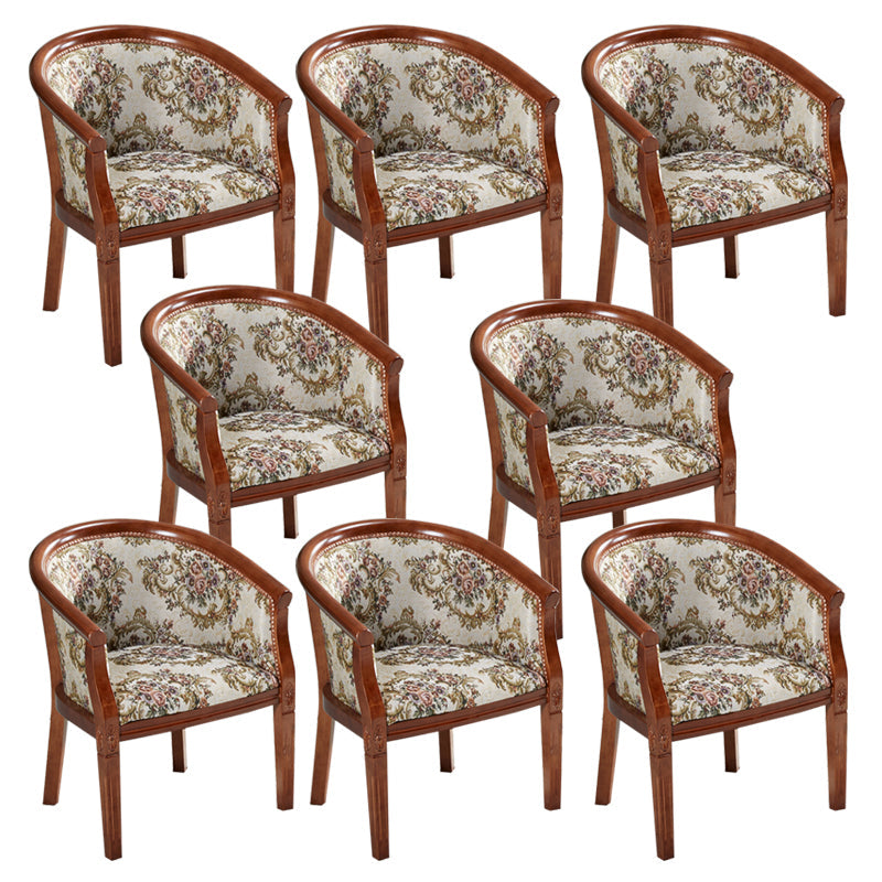 Sillas de brazo de tela silla de comedor de cocina tradicional con patas de madera