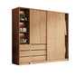 Natürliche Finish -Garderobe Armoire Schiebedarderobe Kabinett mit Schublade