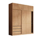 Natürliche Finish -Garderobe Armoire Schiebedarderobe Kabinett mit Schublade