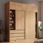 Natürliche Finish -Garderobe Armoire Schiebedarderobe Kabinett mit Schublade