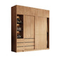Natürliche Finish -Garderobe Armoire Schiebedarderobe Kabinett mit Schublade
