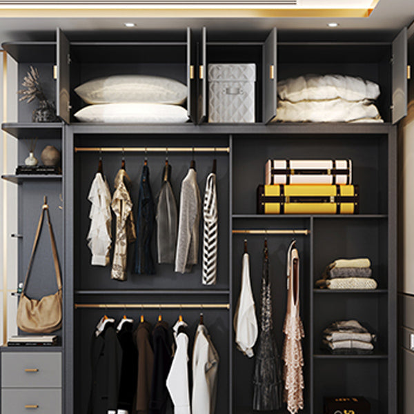 Armadio per armadio scorrevole in legno armadio grigio armadio con asta di abbigliamento