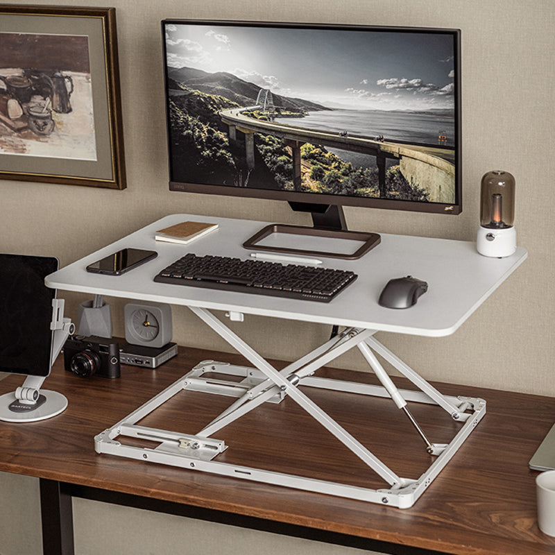Rectangular Shaped Office Standing Desk Converter Wood in White/Black Clearhalo 'furn' 'furn_office_desk' 'Furniture' 'Office Desks' 'Office Furniture' 'office_desk' 7818848