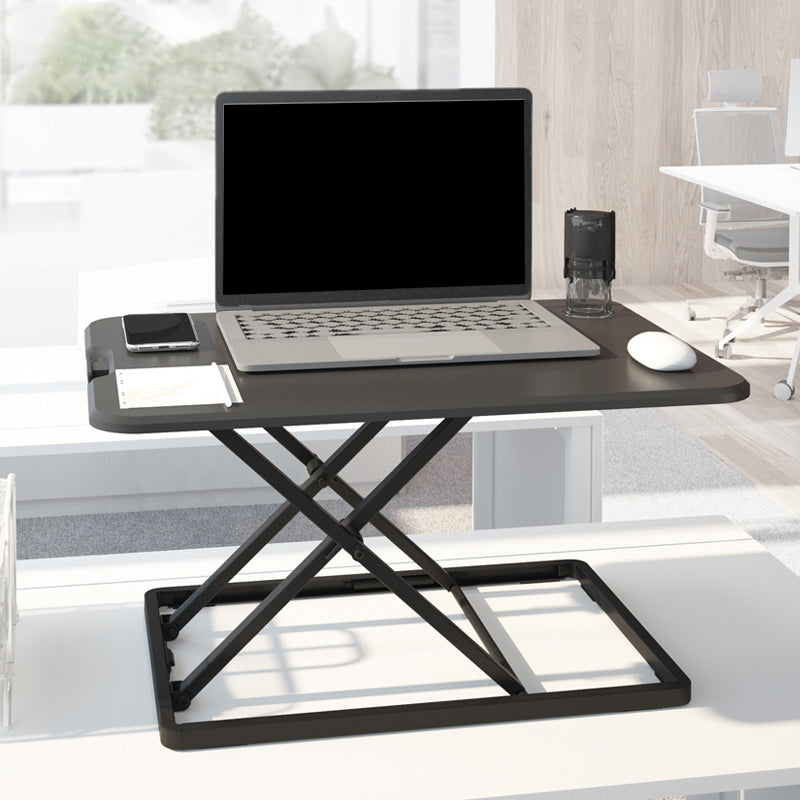 Rectangular Shaped Office Standing Desk Converter Wood in White/Black 26"L x 19"W x 16"H Black Clearhalo 'furn' 'furn_office_desk' 'Furniture' 'Office Desks' 'Office Furniture' 'office_desk' 7818852