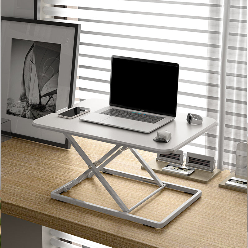 Rectangular Shaped Office Standing Desk Converter Wood in White/Black 26"L x 19"W x 16"H White Clearhalo 'furn' 'furn_office_desk' 'Furniture' 'Office Desks' 'Office Furniture' 'office_desk' 7818854