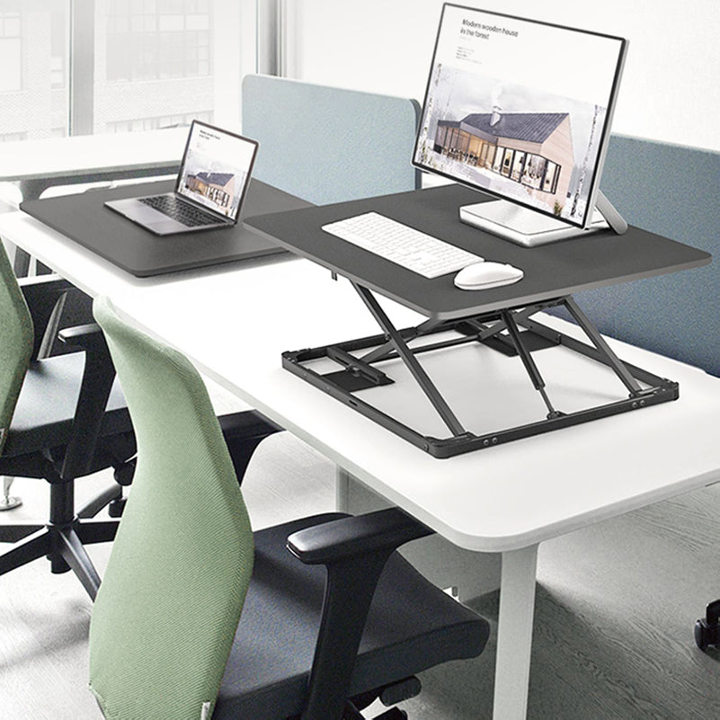 Rectangular Shaped Office Standing Desk Converter Wood in White/Black Clearhalo 'furn' 'furn_office_desk' 'Furniture' 'Office Desks' 'Office Furniture' 'office_desk' 7818857